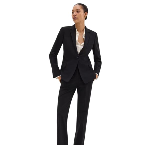 Theory Wool Slim Fit Good Wool Single Button Blazer Black Single Vent Size 6 - Picture 3 of 12